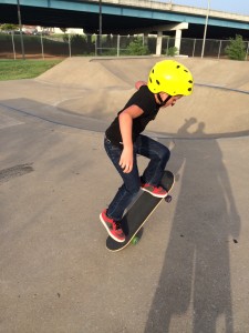 Tyson skateboarding